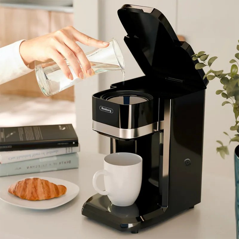Resigilat: Cafetiera Rosberg R51170D, 350W, 150 ml, Cana, Oprire automata, Negru