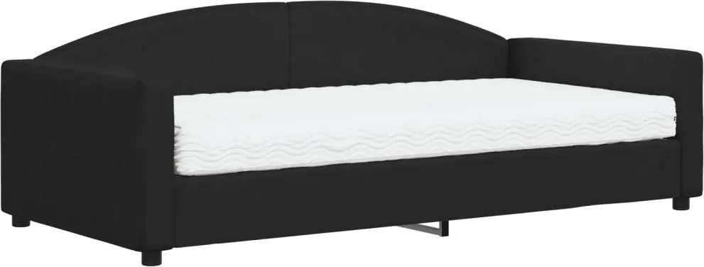 vidaXL Pat de zi cu saltea, negru, 100x200 cm, textil
