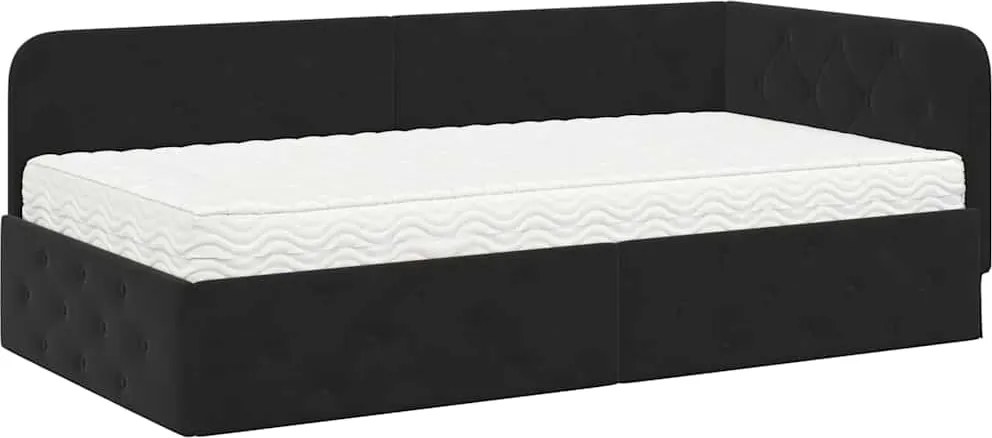 vidaXL Cadru de pat colțar Negru 100 x 200 cm Catifea