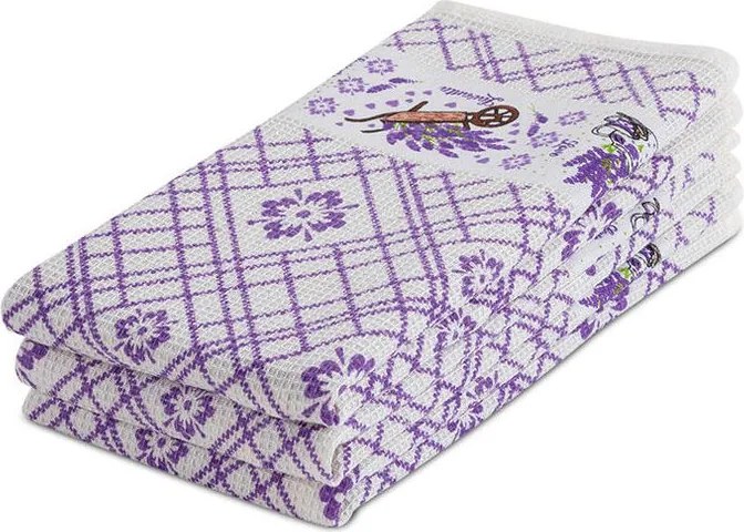 decoDoma Set prosoape bucătărie vafelă LAVANDĂ 40 x 60 cm 3 buc