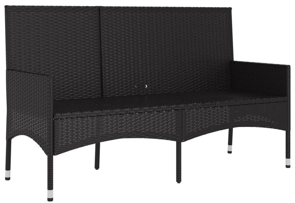 Banca de gradina cu 3 locuri, cu perne, negru, poliratan