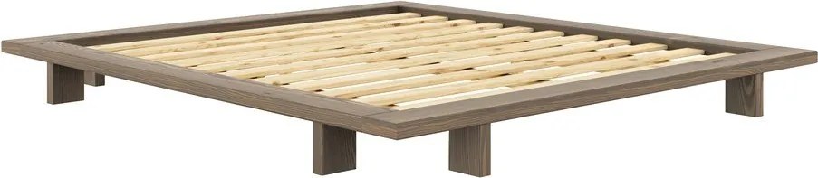 Pat matrimonial maro din lemn masiv de pin cu somieră 180x200 cm Japan – Karup Design
