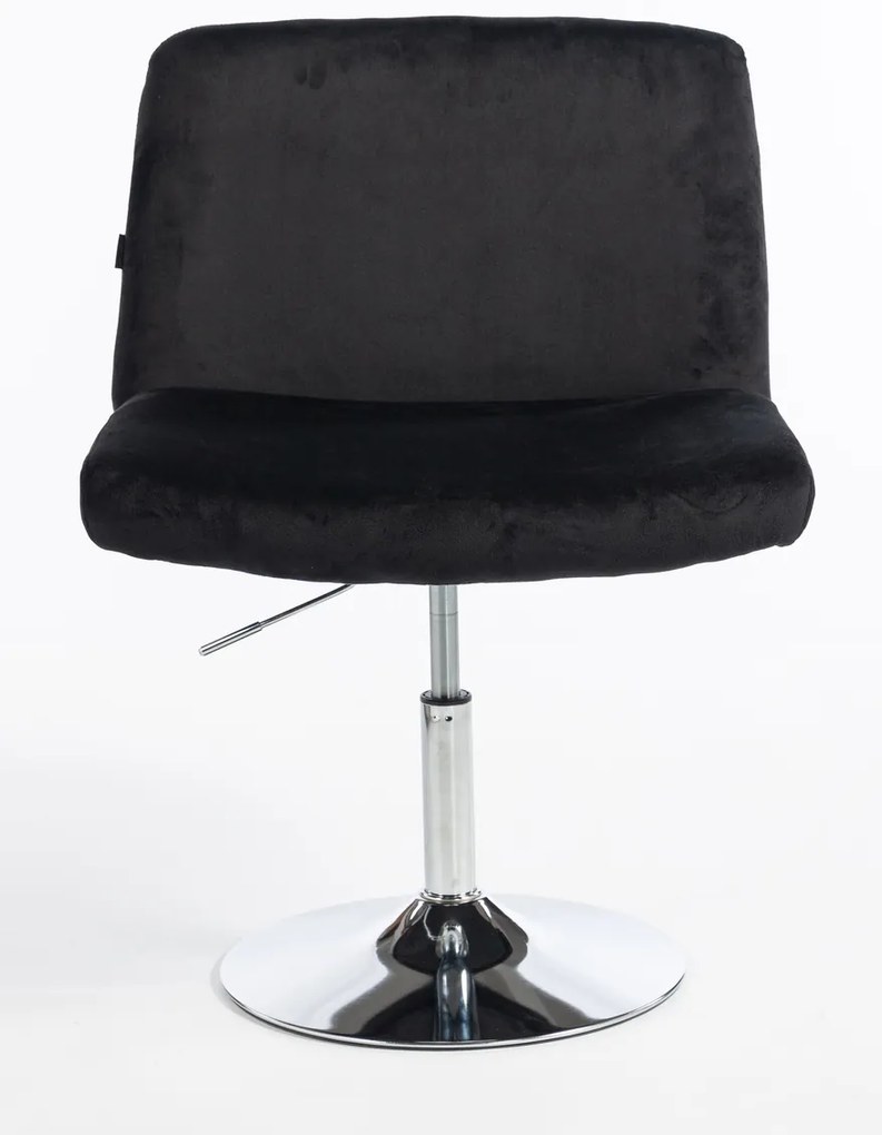HR150N Scaun Neagră din Catifea cu Bază Cromata