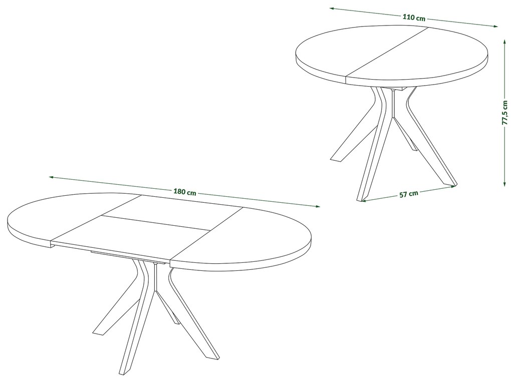 Mazzoni RENZO Stejar Wotan/picior negru - MASĂ ROTUNDĂ Ø110 EXTENSIBILĂ PÂNĂ LA 180 cm | PENTRU BUCĂTĂRIE SUFRAGERIE LIVING RETRO
