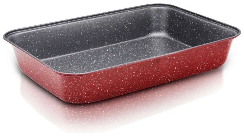 Tava pentru copt Oliver Voltz OV51222RS37, Lungime 37.5 cm, Finisaj marmura, Rosu