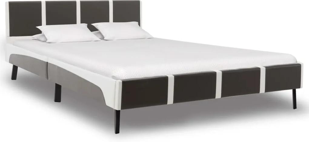 Cadru de pat, gri si alb, 140 x 200 cm, piele ecologica