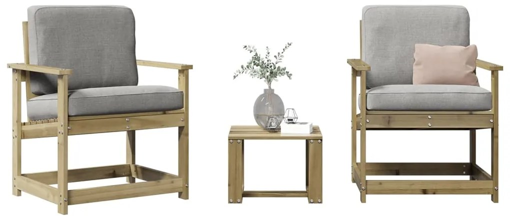 vidaXL Set mobilier de grădină, 3 piese, lemn de pin impregnat