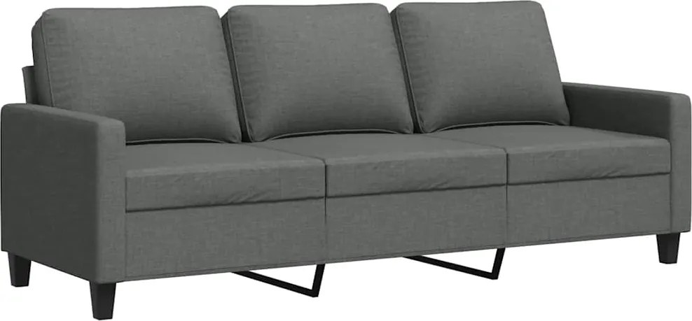 vidaXL Canapea cu 3 locuri, gri închis, 180 cm, material textil