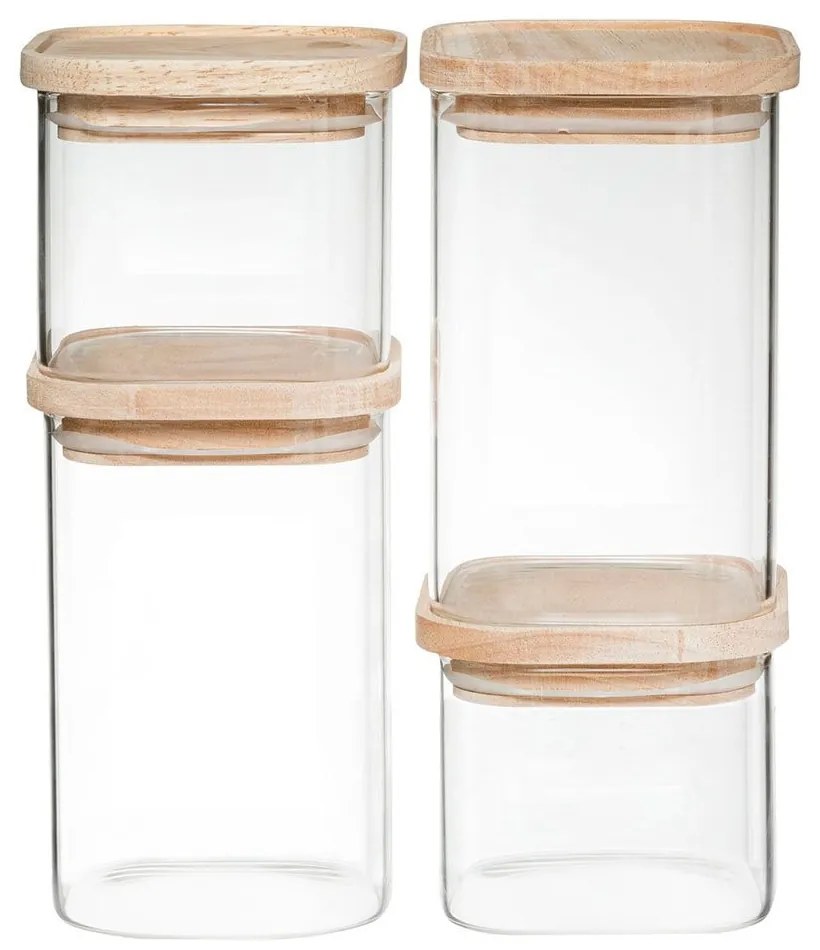 Set 4 recipiente sticla borosilicata, 0,5+0.5+1+1 L