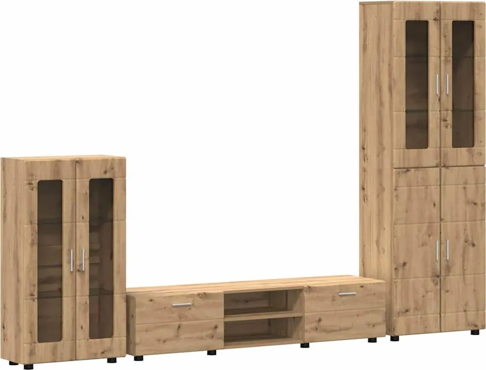 vidaXL Set comodă TV cu sertar FLORIN Stejar Artizanal Lemn compozit