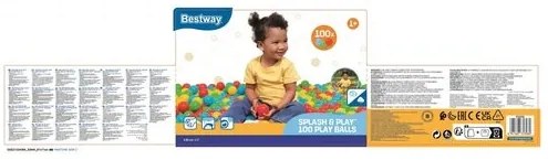 100 bile Bestway de plastic în pungă cu fermoar,diametru 5,85 cm