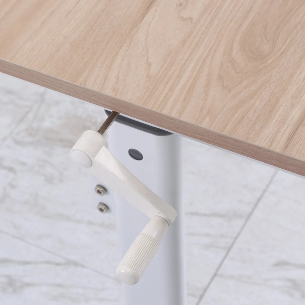Vinsetto Birou Reglabil pe Inaltime cu Manivela, Birou Modern cu Reglare Manuala pentru Birou si Casa, 120x60x72-117cm, Alb | Aosom Romania