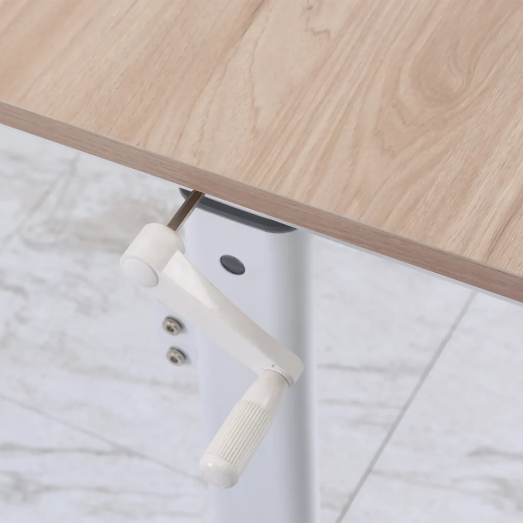 Vinsetto Birou Reglabil pe Inaltime cu Manivela, Birou Modern cu Reglare Manuala pentru Birou si Casa, 120x60x72-117cm, Alb | Aosom Romania