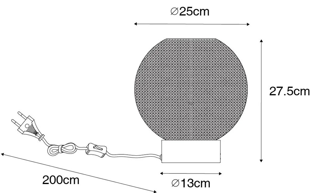 Lampa de masă de design neagră cu sticlă fumurie - Chico