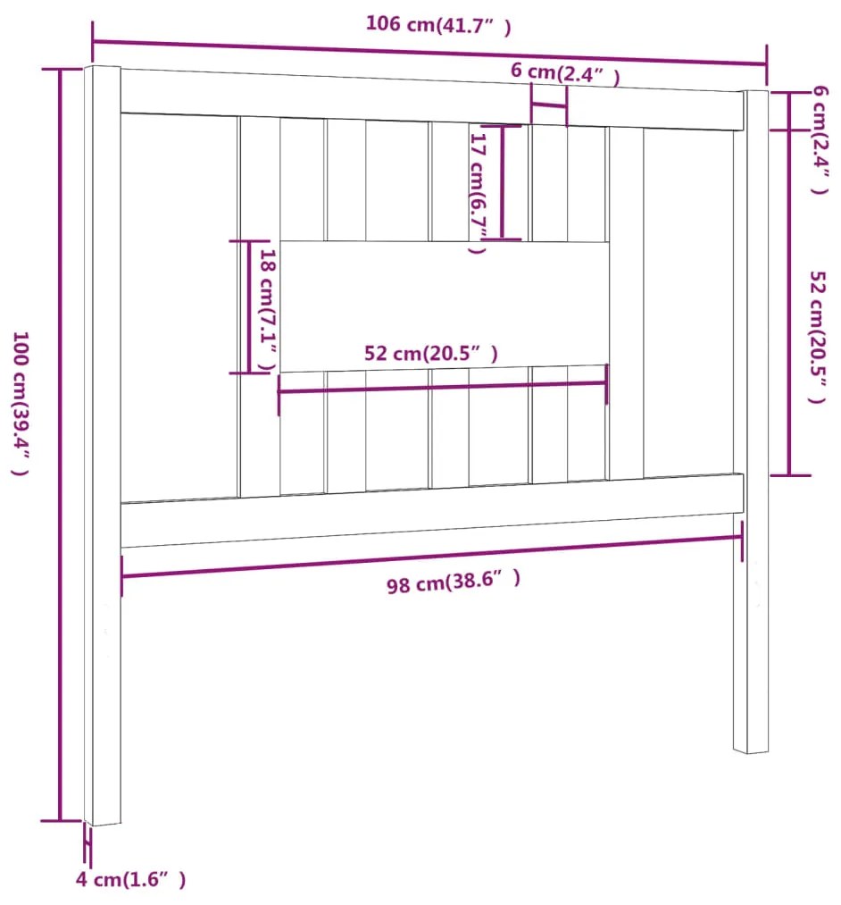 Tablie de pat, 106x4x100 cm, lemn masiv de pin 1, Maro, 106 x 4 x 100 cm