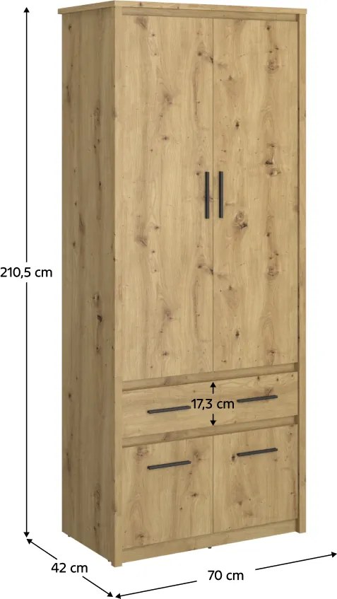 Dulap 4D1S/40, stejar Artisan, AIRON