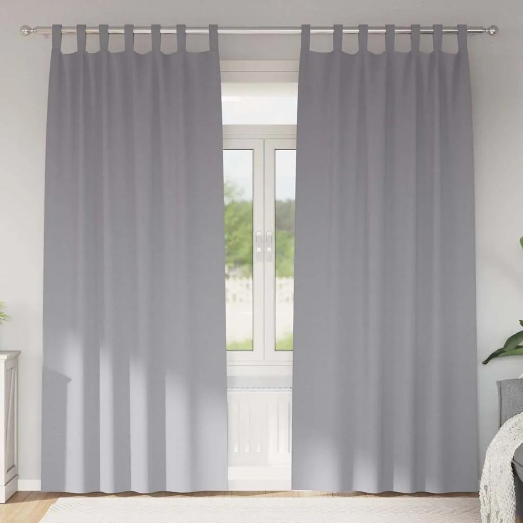 vidaXL Perdele cu perdele 2 pcs Gri deschis 245 x 140 cm Poliester