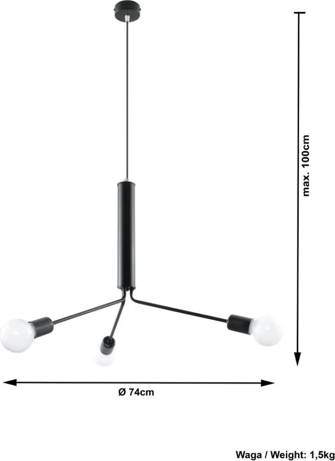 Lustră neagră cu abajur din metal ø 74 cm Donato – Sollux