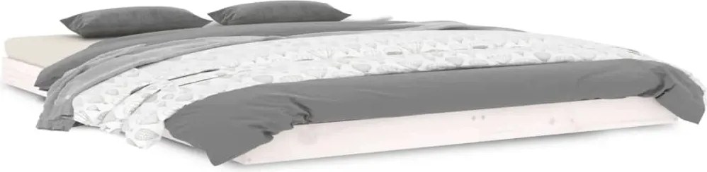 vidaXL Cadru de pat, alb, 140x190 cm, lemn masiv de pin