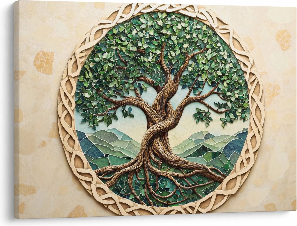 Tablou – Arborele vieții împletit (70x50 cm)