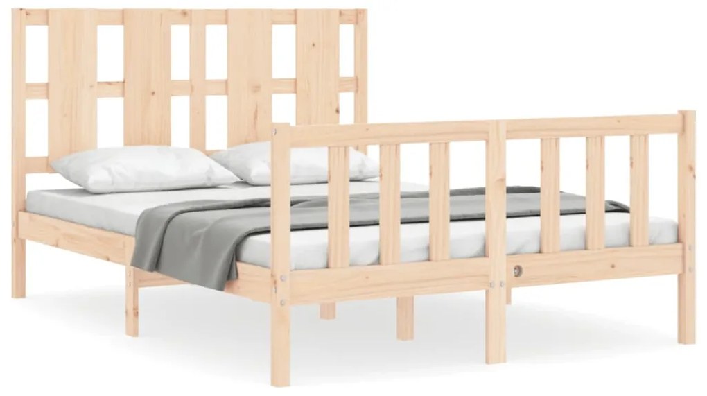 3192206 vidaXL Cadru de pat cu tăblie, dublu, lemn masiv