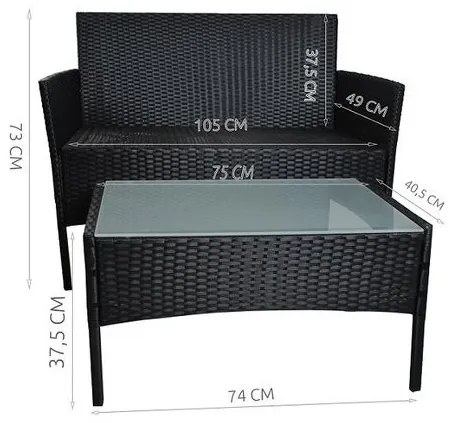 ShopJK MOBILIER DE GRĂDINĂ RATAN PATRU, MARO, PERNELE CREME
