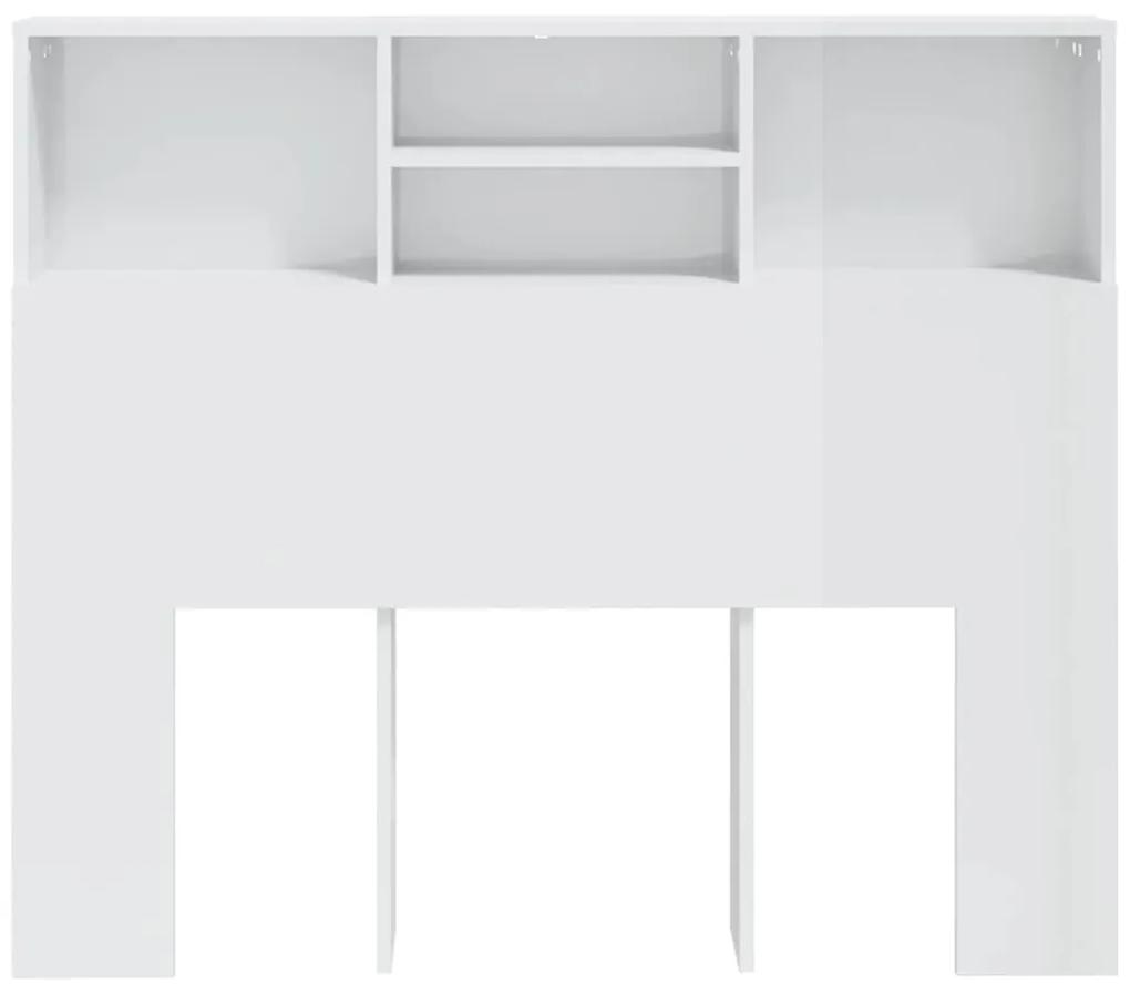 Tablie de pat cu dulap, alb extralucios, 120x19x103,5 cm Alb foarte lucios, 1