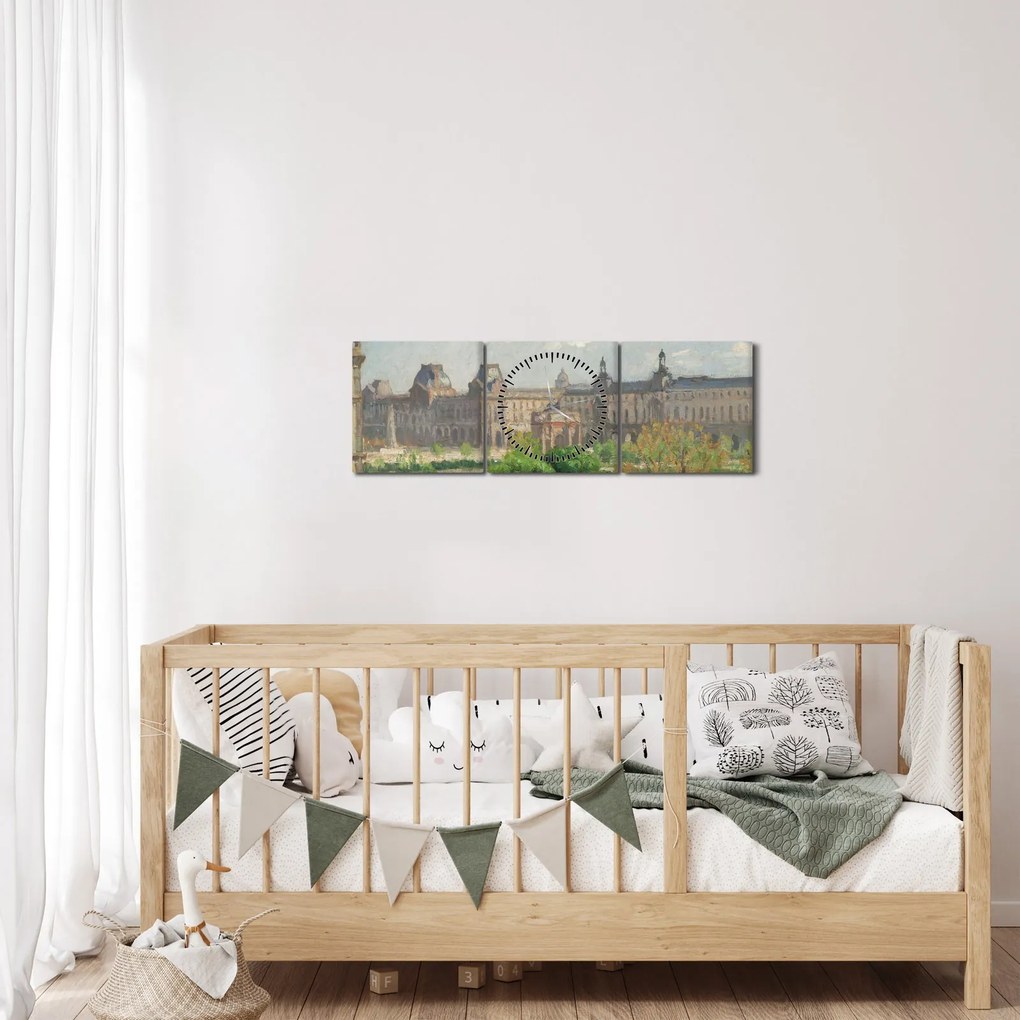 Tablou - Camille Pissarro, Place du Carrousel, Paris, reproducere (cu ceas) (90x30 cm)