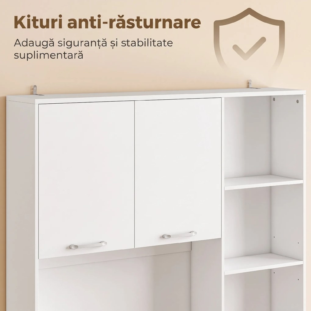 HOMCOM Dulap înalt de bucătărie, cămară modernă cu 5 uși, sertar, rafturi reglabile, blat și compartimente deschise, alb | Aosom Romania