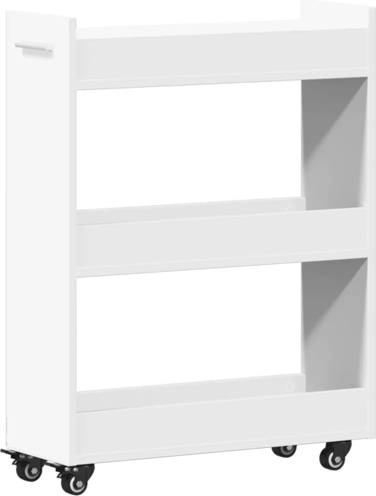 vidaXL Dulap cu roți, alb, 60x22x79 cm, lemn prelucrat