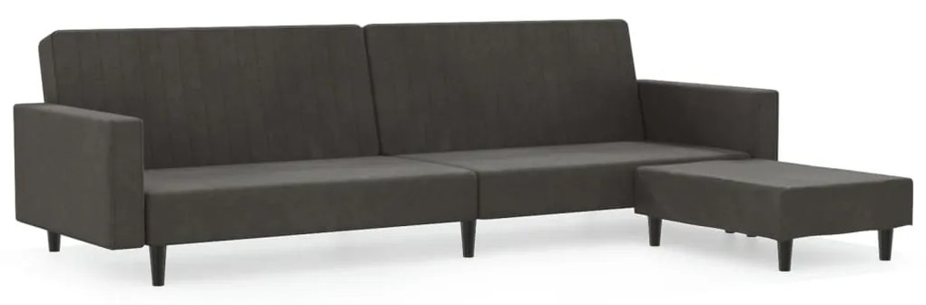 3081866 vidaXL Canapea extensibilă cu taburet, 2 locuri, gri închis, catifea
