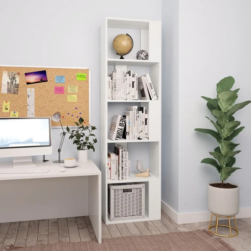 800108 vidaXL Bibliotecă/Separator cameră, alb, 45x24x159 cm, PAL