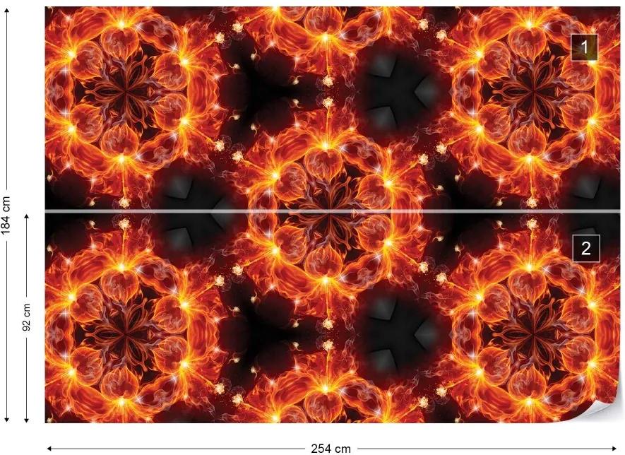 GLIX Fototapet - Modern Kaleidoscope Design Red Light Vliesová tapeta  - 254x184 cm