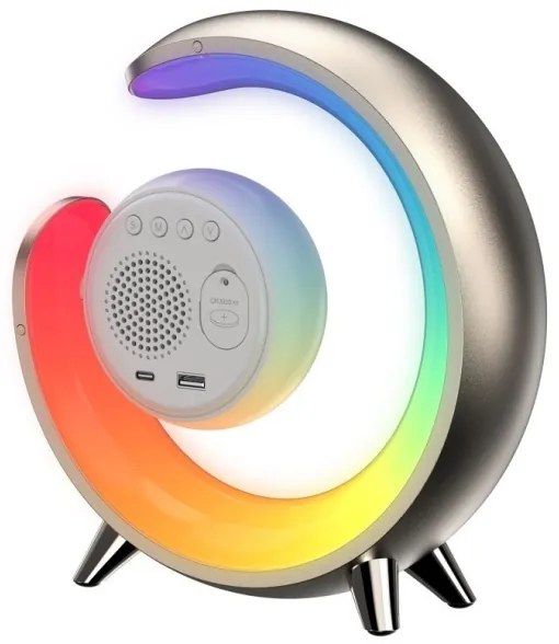 Immax 08981L - Lampă de birou LED RGBW dimabilă cu ceas PEACOCK LED/20W/5V USB