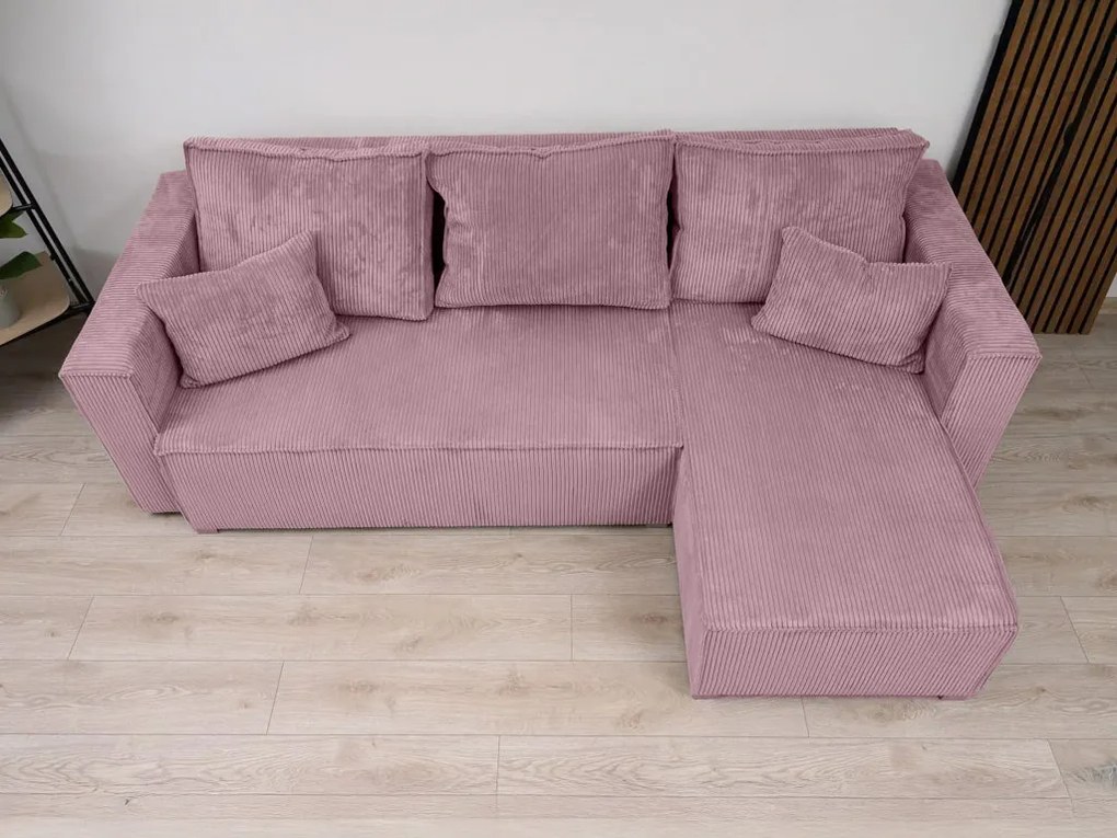 Canapea colt extensibila SMART COSARO mov deschis, cu colt bilateral + 2 perne CADOU