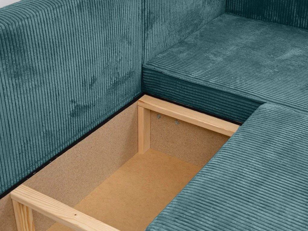 Canapea colt extensibila SMART COSARO petrol, cu colt bilateral + 2 perne CADOU