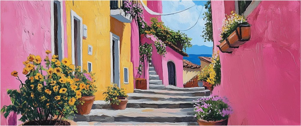 Tablou - Alee roz (120x50 cm)
