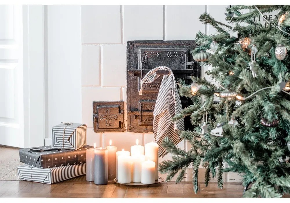 Prosop de vase din in 45x65 cm Thin Black Stripes – Linen Tales