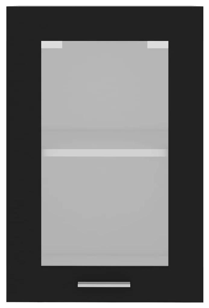 Dulap de sticla suspendat, negru, 40 x 31 x 60 cm, PAL Negru, Dulap suspendat din sticla 40 cm, 1