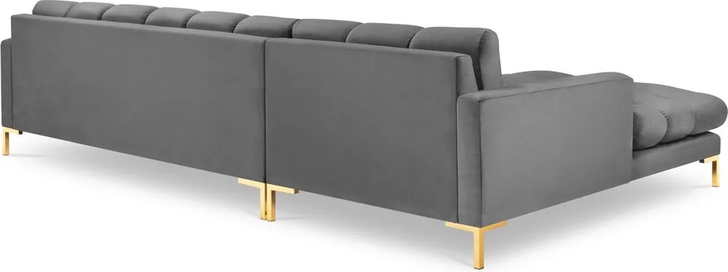 Coltar stanga 5 locuri, Mamaia, Micadoni Home, GL, 293x185x75 cm, catifea, gri deschis