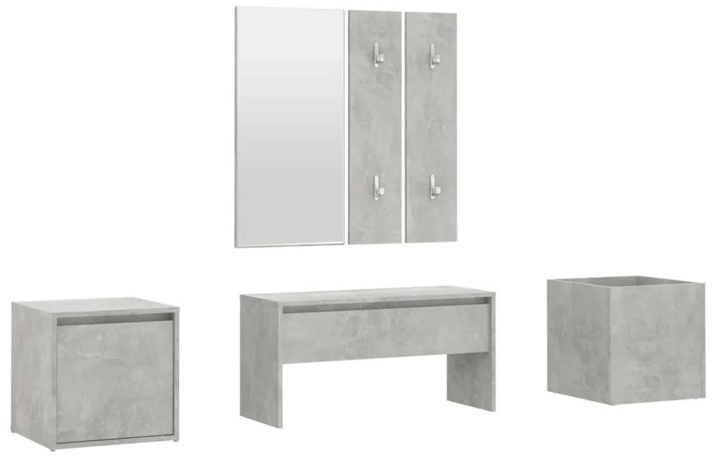 3082066 vidaXL Set de mobilier pentru hol, gri beton, lemn prelucrat