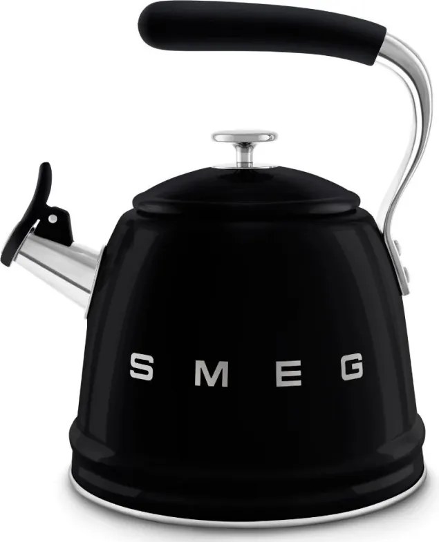 Ceainic cu fluier Smeg CKLW2001BL, 2,3 l, Inductie, Maner rece, Negru