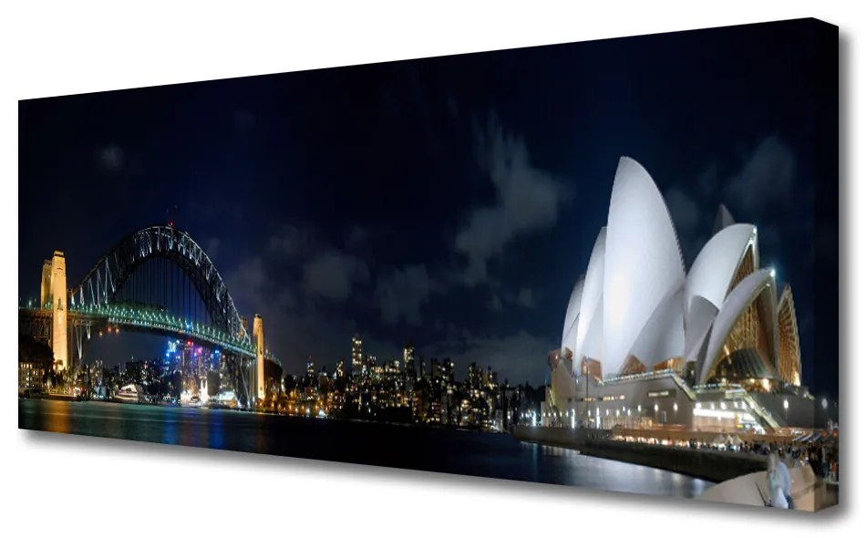 Tablou pe panza canvas Sydney Bridge City Arhitectură Alb Albastru Negru