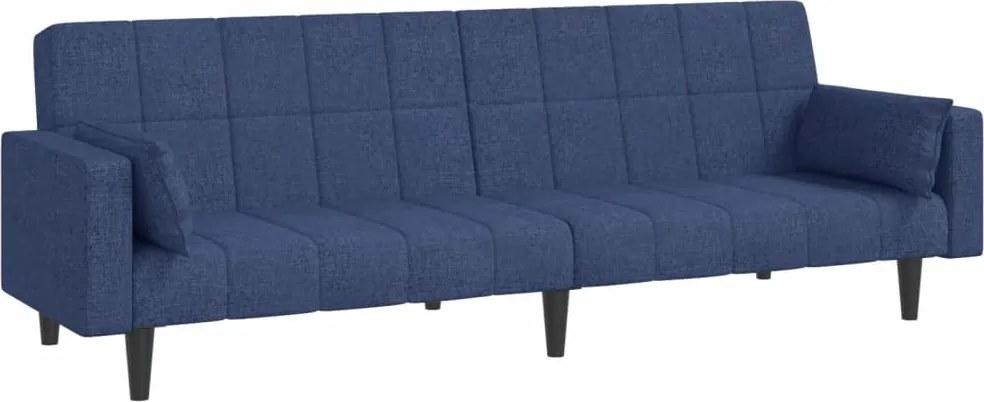 vidaXL Canapea extensibilă cu 2 locuri, 2 perne, albastru, textil