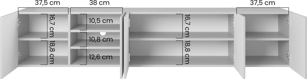 Comodă TV suspendată Asha 200 cm cu front striat - casmir