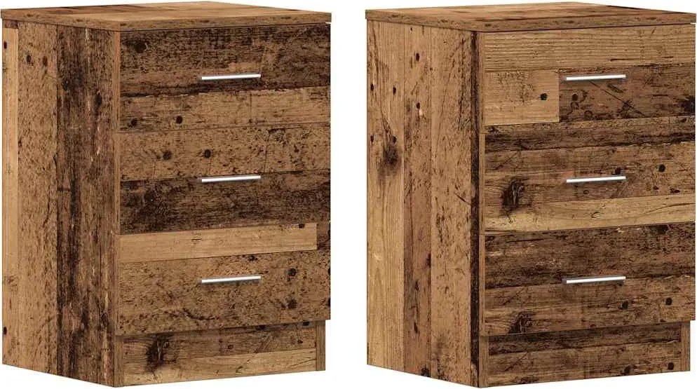 vidaXL Noptiere, 2 buc., lemn vechi, 38x35x55 cm, lemn prelucrat