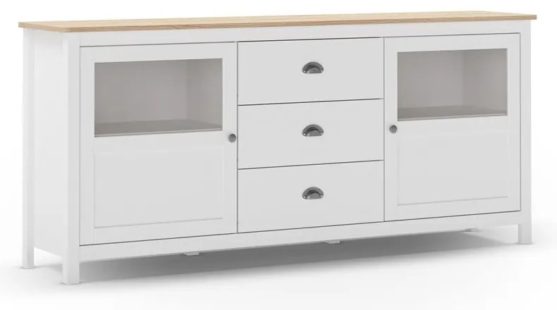 Comodă albă joasă din lemn de pin 180x80 cm Misti – Marckeric