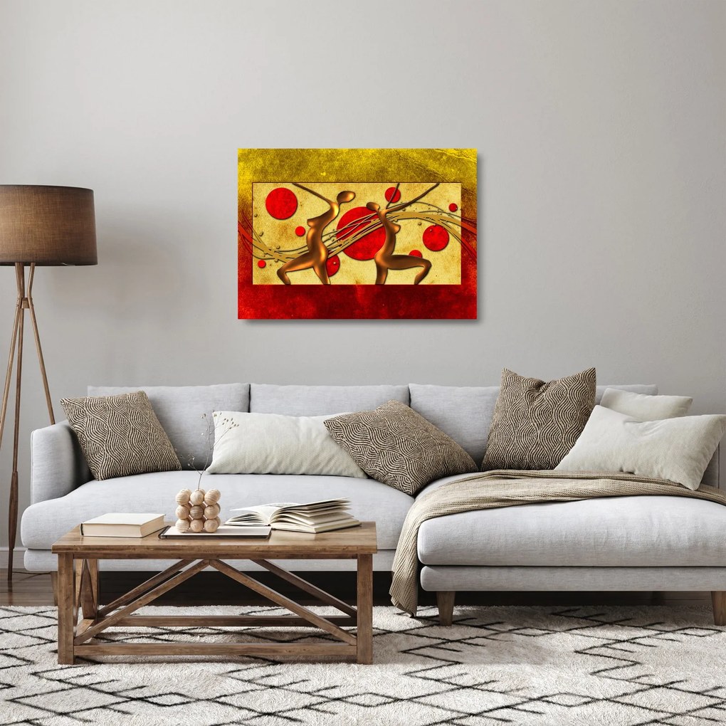 Tablou pe sticlă abstract cu două femei (70x50 cm)