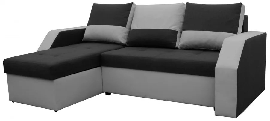 Coltar extensibil Madrid, 226x145x79 cm, 2 lazi depozitare, Reversibil, Gri/Negru