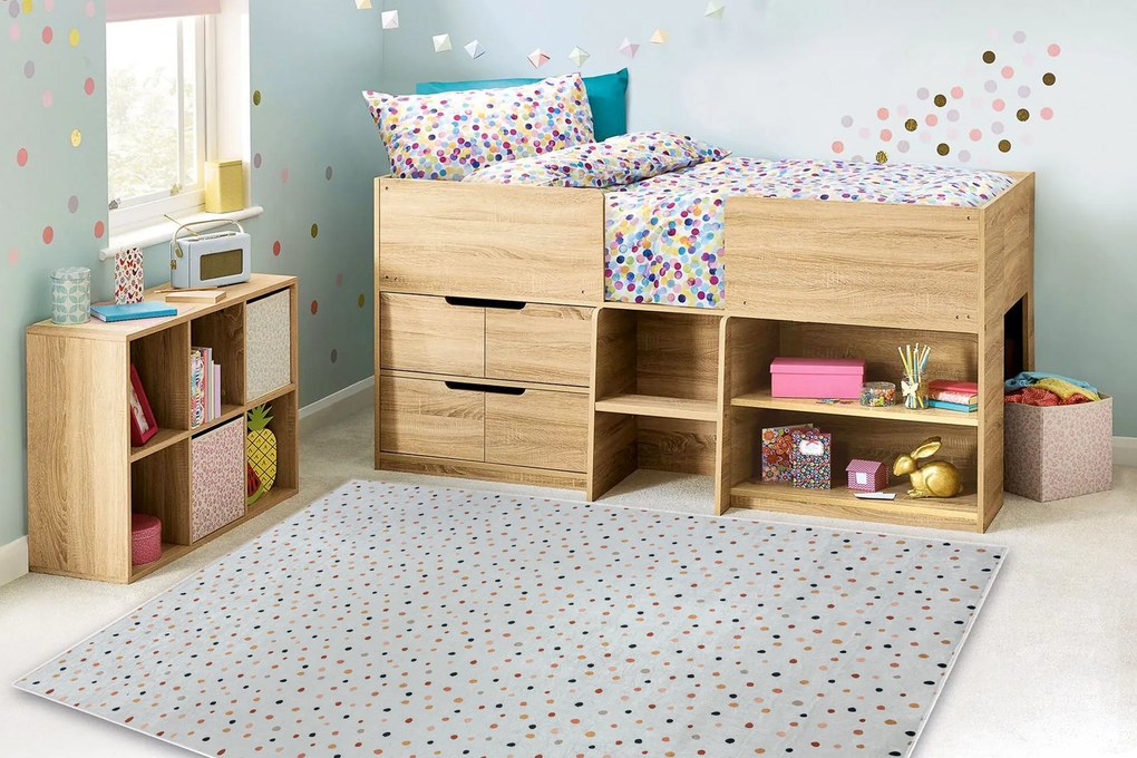 BAMBINO 47890 covor lavabil Puncte pentru copii anti-alunecare - alb / maro